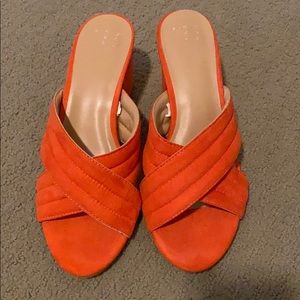 Burnt orange slides size 8.5